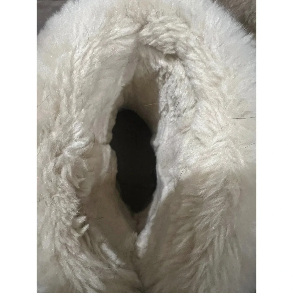Lamo Women Tan Suede Faux Fur Fold Over Tall Winter Boots Strappy Chestnut